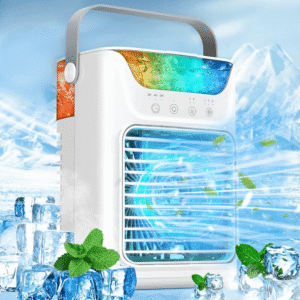 New Air Conditioner Air Cooler – USB Mini Desktop Cooling Fan with Water Spray & Night Light