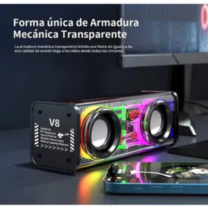 V8 RGB Armour BT5.3 Dual 13.6W Transparent Speaker