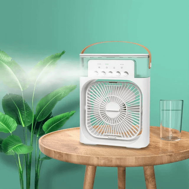 New Air Conditioner Air Cooler – USB Mini Desktop Cooling Fan with Water Spray & Night Light